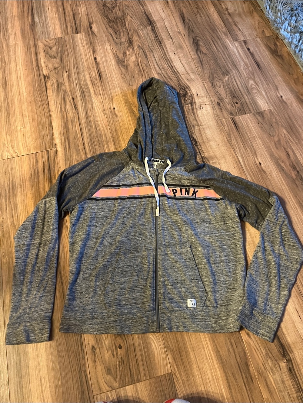 PINK Victoria's Secret Heather Gray Hoodie with Logo Patch